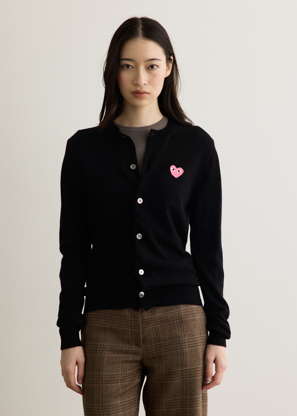 Pink Heart Round Neck Cardigan