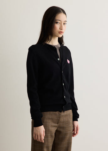 Pink Heart Round Neck Cardigan
