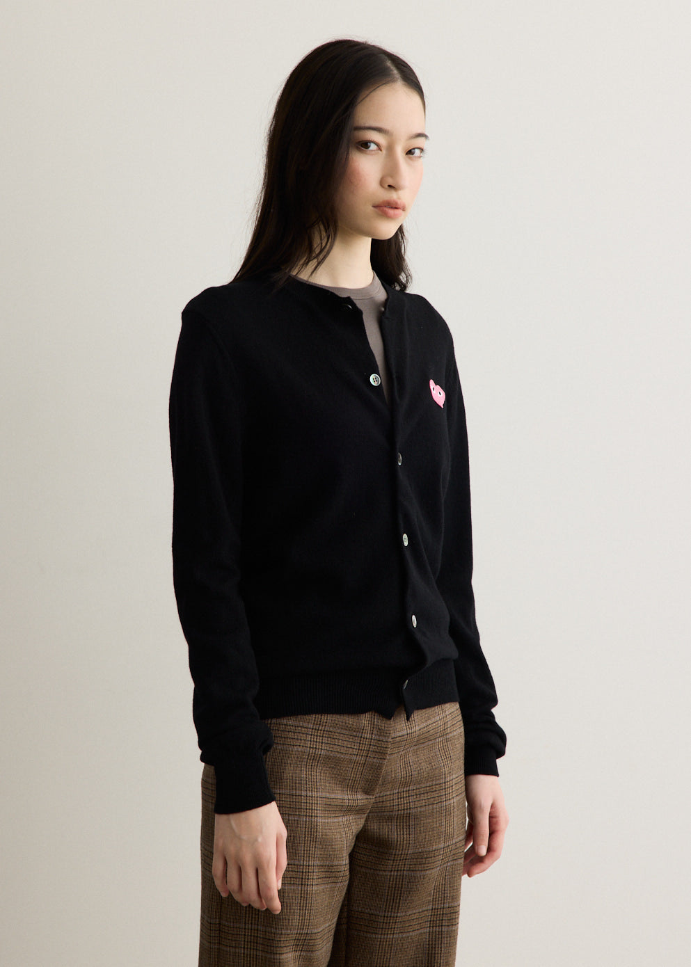 Pink Heart Round Neck Cardigan