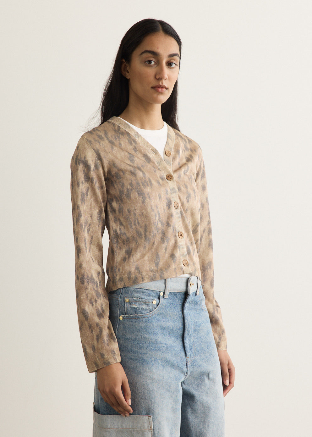 Printed Metallic Cardigan