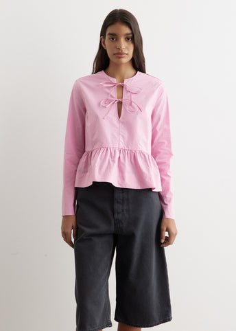 Tie String Peplum Blouse