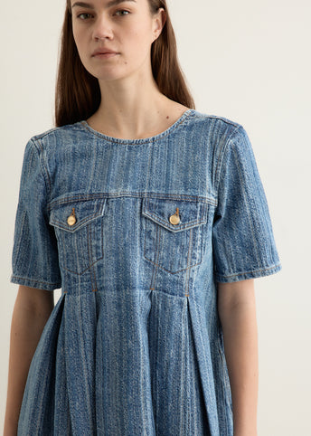 Structured Denim Open-Back Mini Dress