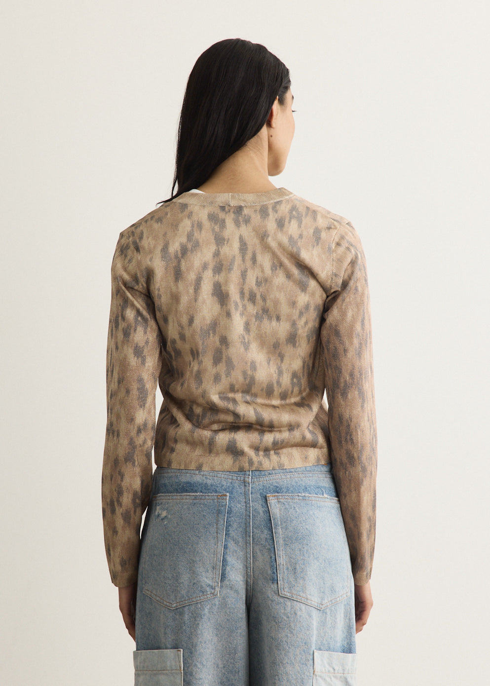 Printed Metallic Cardigan