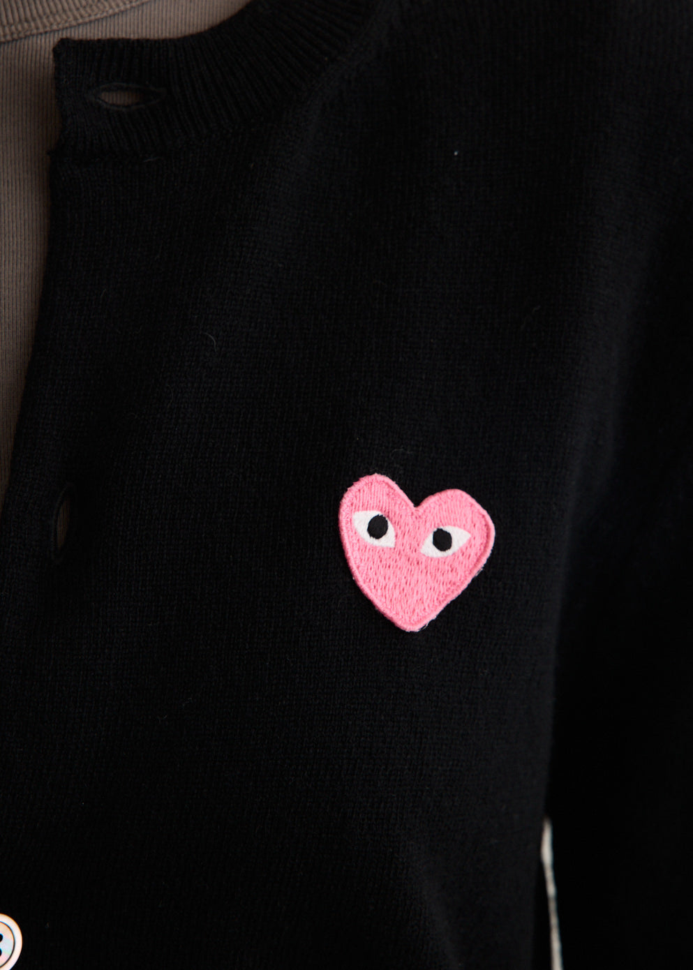 Pink Heart Round Neck Cardigan