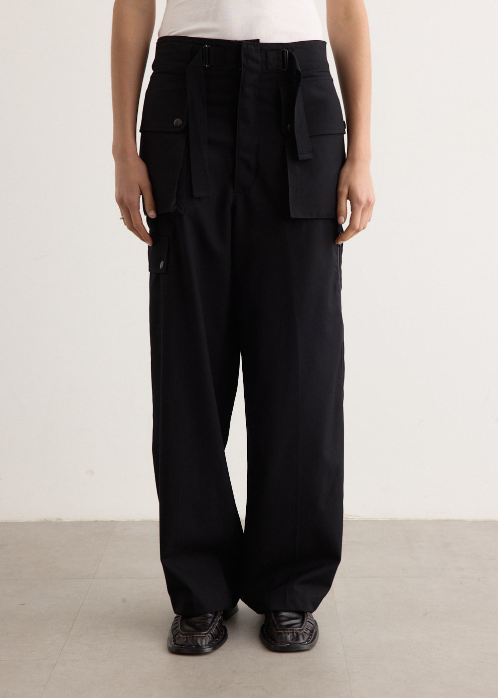 Wool Herringbone Cargo Pants