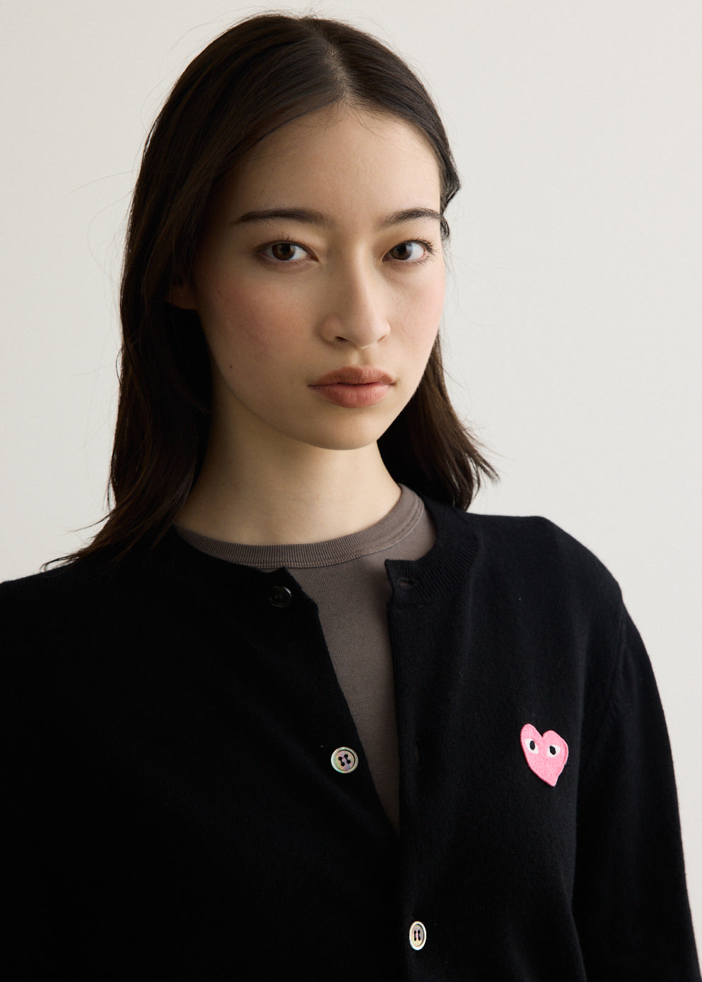 Pink Heart Round Neck Cardigan