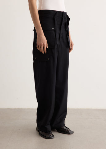 Wool Herringbone Cargo Pants