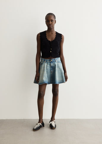 Cotton Cashmere Crochet Applique Vest