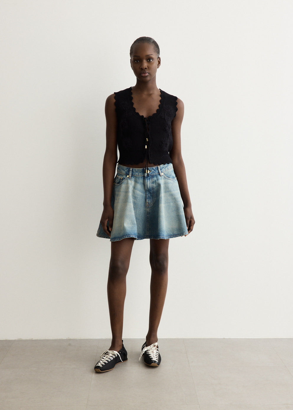 Cotton Cashmere Crochet Applique Vest