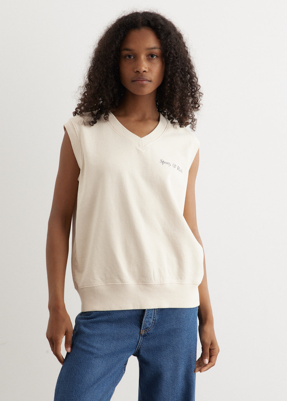 White v neck vest sale