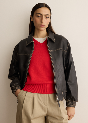 Unisex Refined Leather Blouson