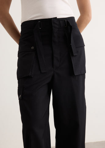 Wool Herringbone Cargo Pants
