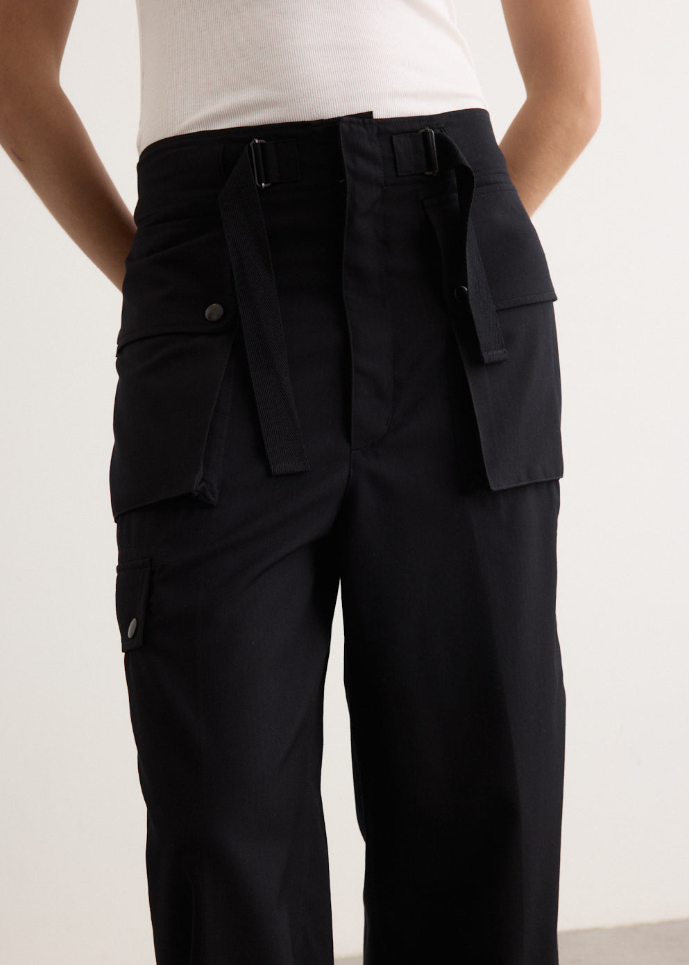 Wool Herringbone Cargo Pants