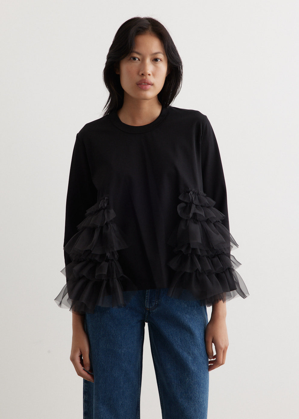 Long Sleeve Jersey Frill Top