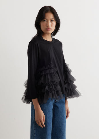 Long Sleeve Jersey Frill Top