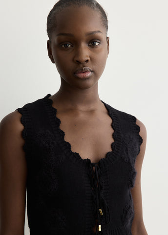 Cotton Cashmere Crochet Applique Vest