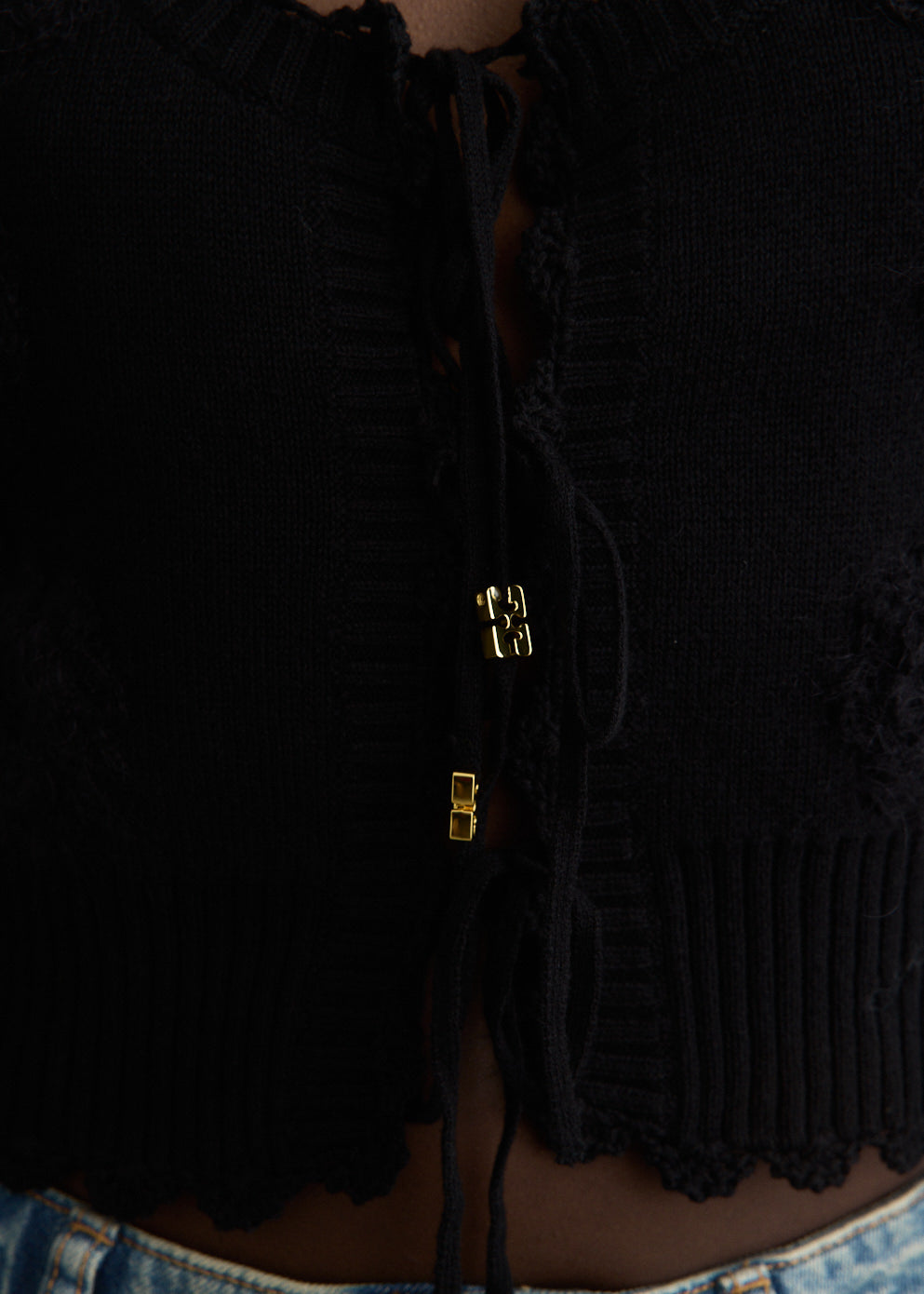 Cotton Cashmere Crochet Applique Vest