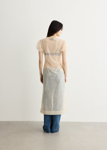 Sheer Puff Sleeve Column Dress