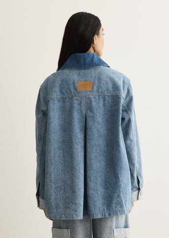 Patchwork Denim Midi Jacket