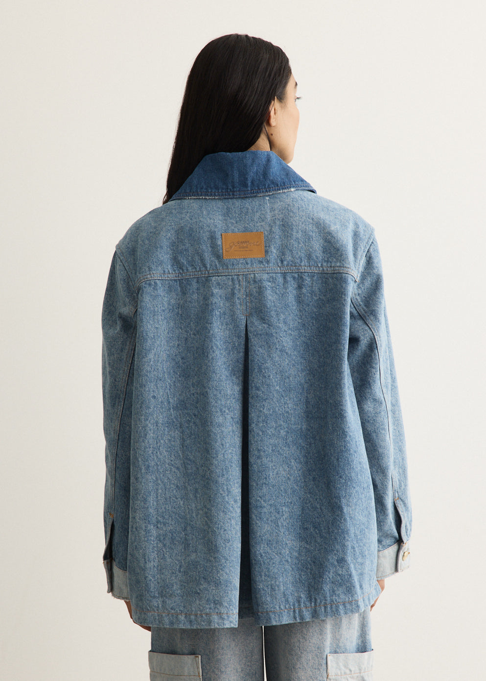 Patchwork Denim Midi Jacket