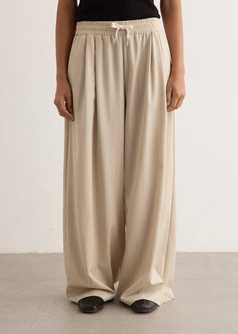 Pinstripe Wool Drawstring Pants