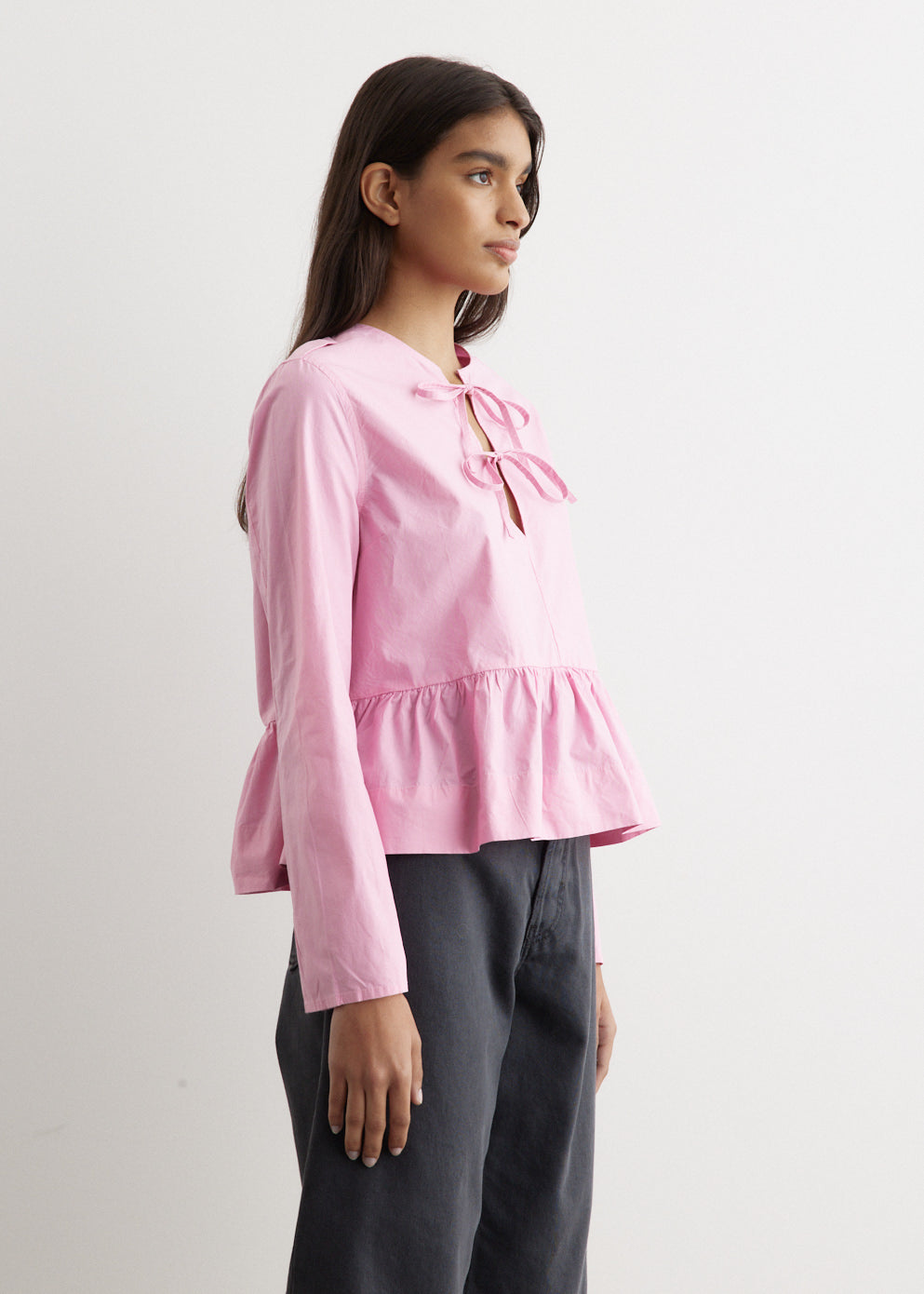 Tie String Peplum Blouse