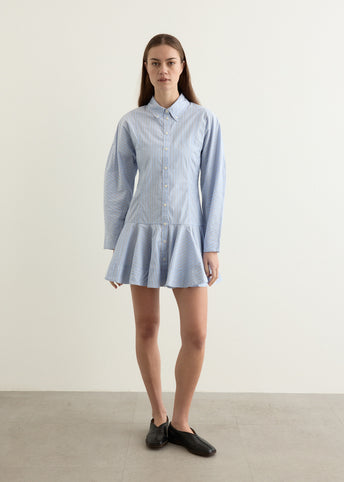 Stripe Cotton Buttoned Mini Dress