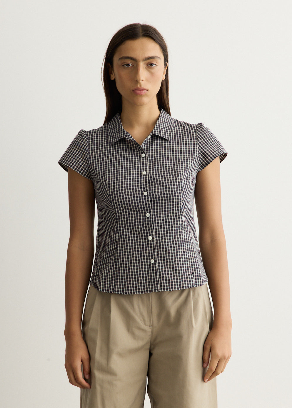 Cap Sleeve Slim Shirt Blouse