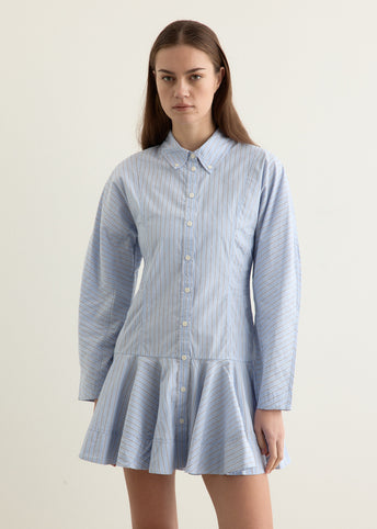 Stripe Cotton Buttoned Mini Dress