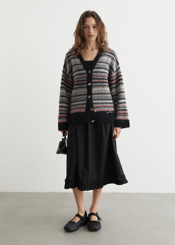 Soft Wool Stripe Boxy Cardigan