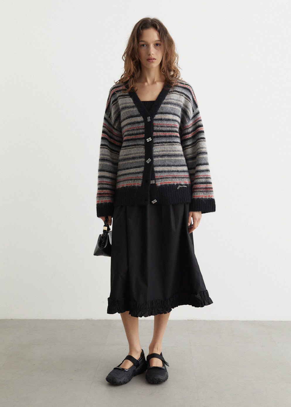 Soft Wool Stripe Boxy Cardigan