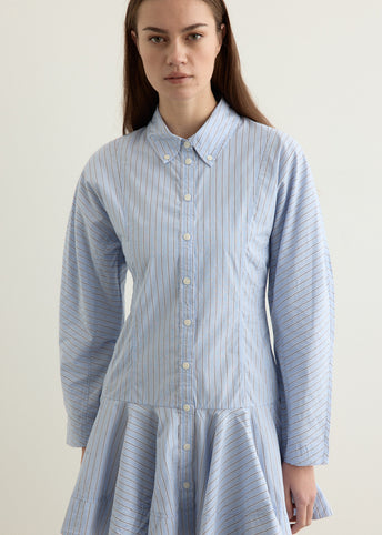 Stripe Cotton Buttoned Mini Dress