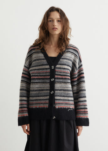 Soft Wool Stripe Boxy Cardigan