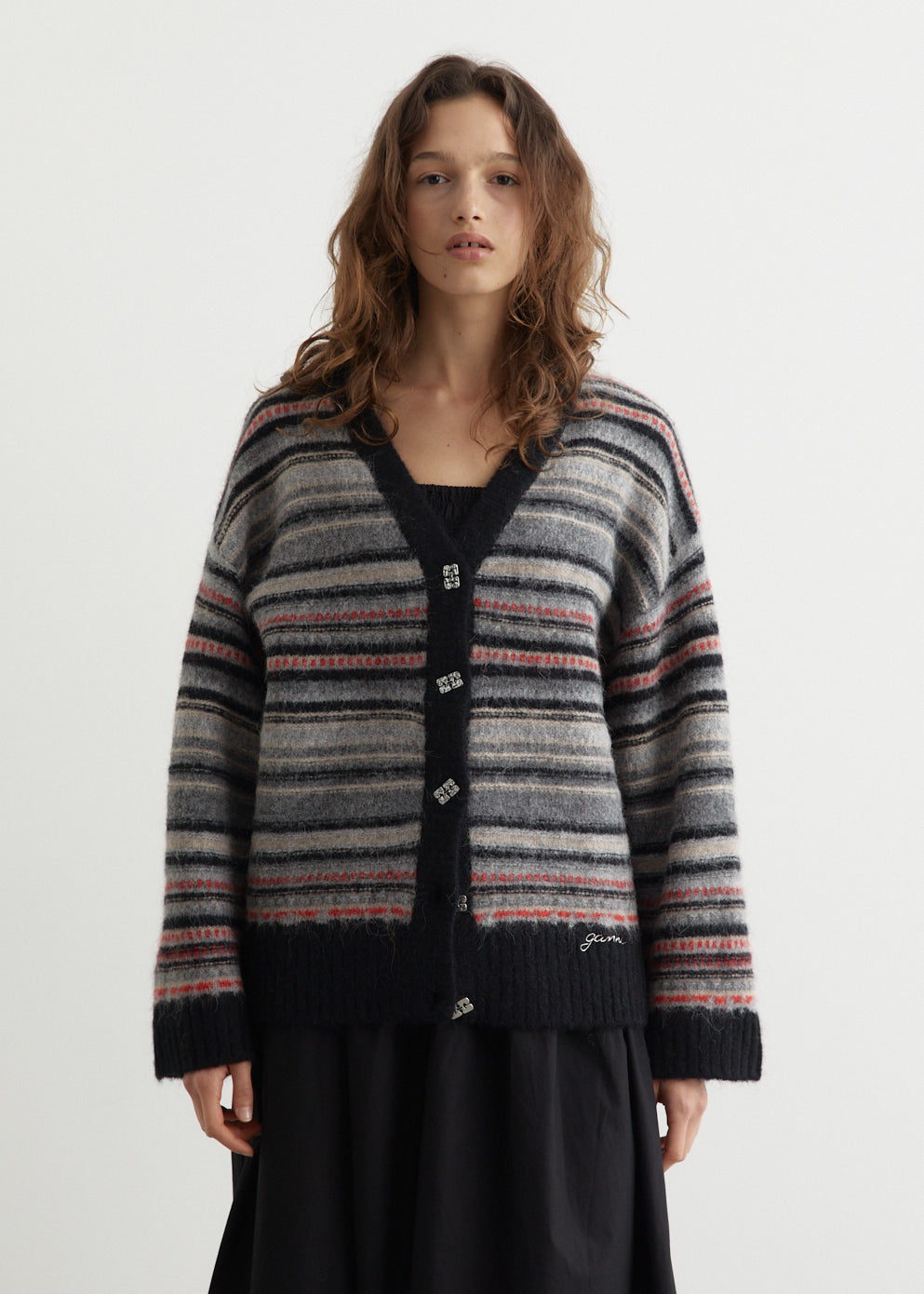 Soft Wool Stripe Boxy Cardigan