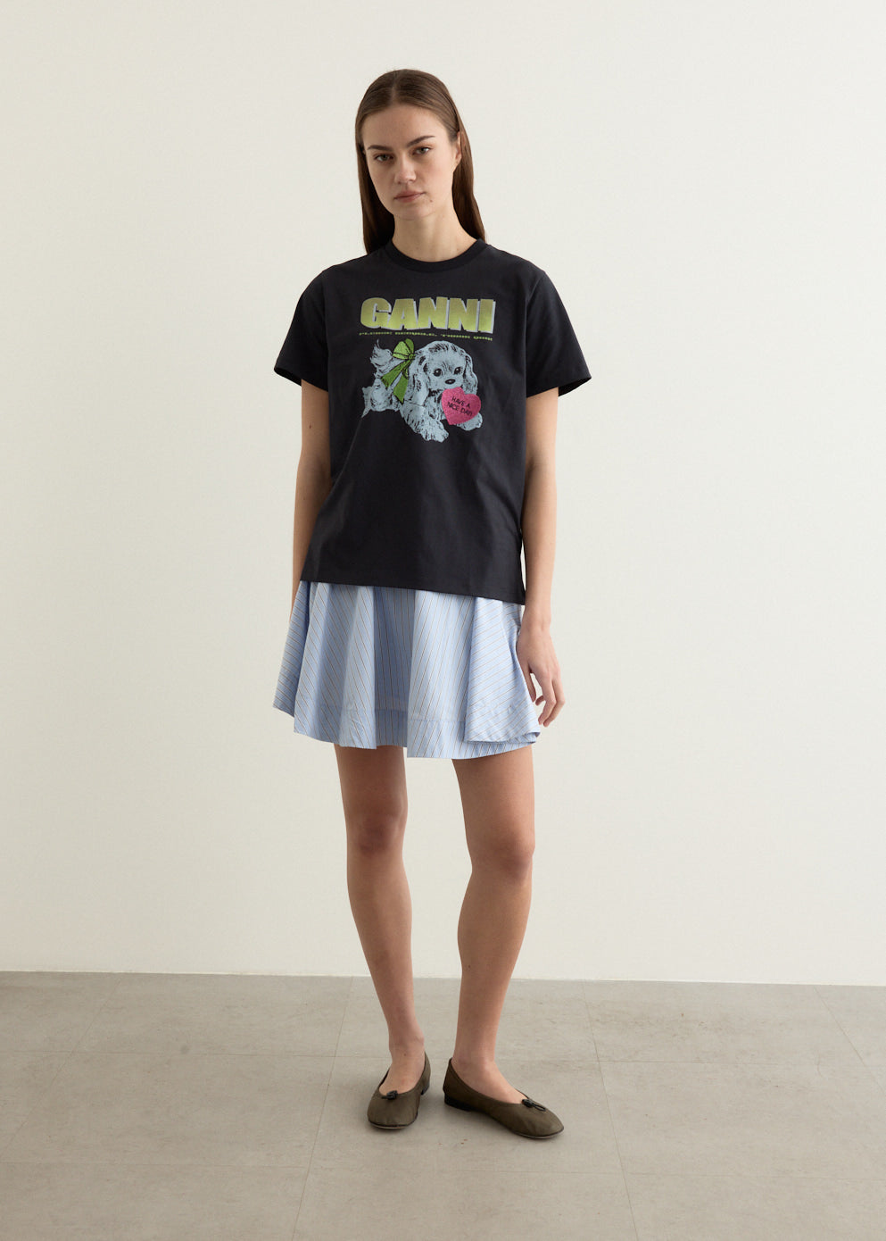 Stripe Cotton Mini Circle Skirt