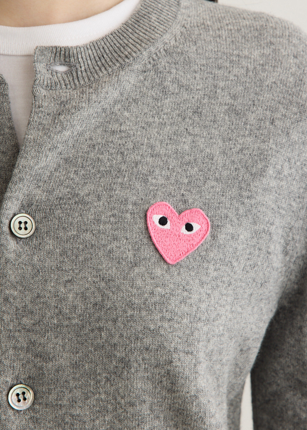 Pink Heart Round Neck Cardigan