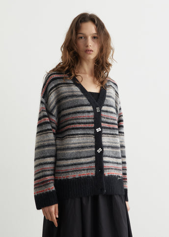 Soft Wool Stripe Boxy Cardigan