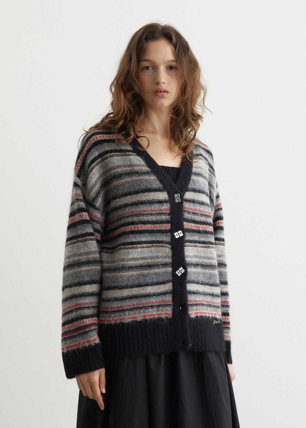 Soft Wool Stripe Boxy Cardigan