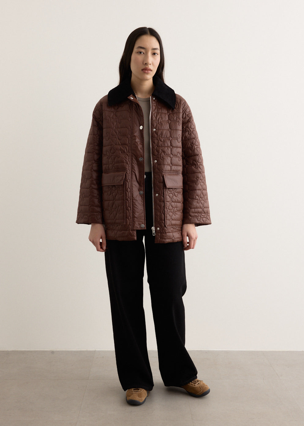 Shiny Quilt Midi Jacket
