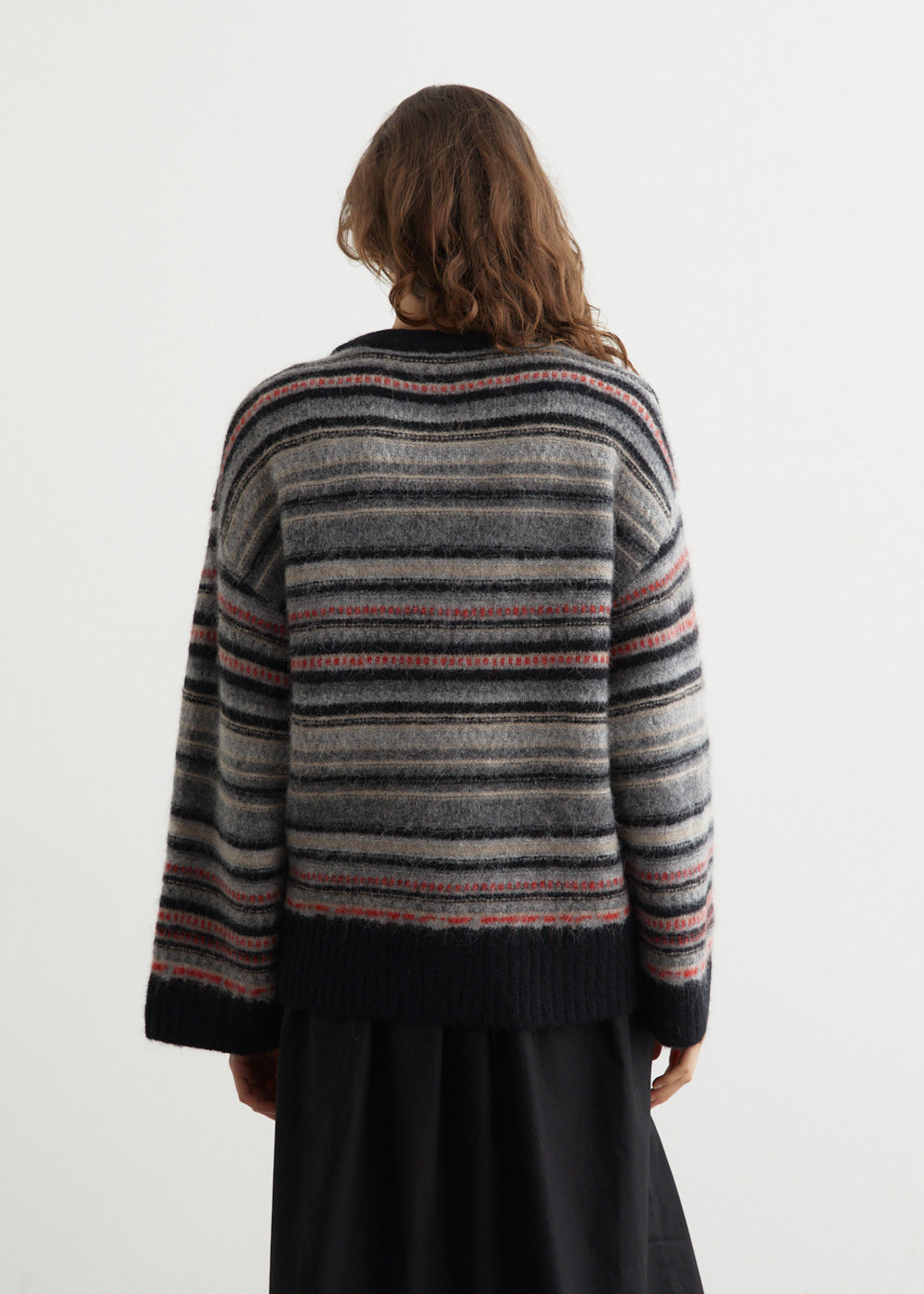 Soft Wool Stripe Boxy Cardigan