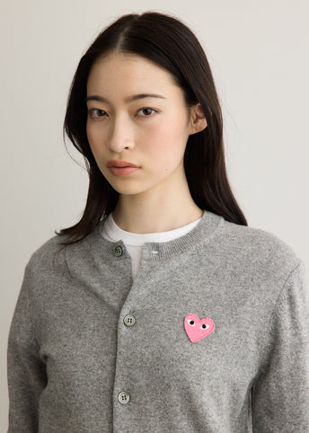 Pink Heart Round Neck Cardigan