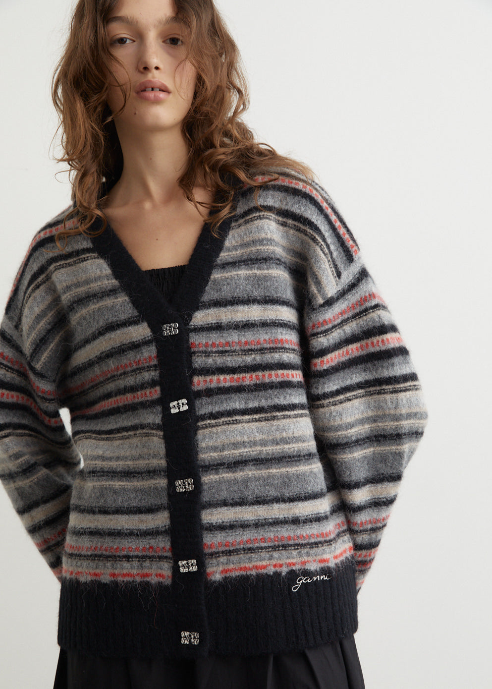 Soft Wool Stripe Boxy Cardigan