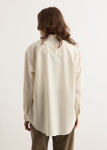 トップス 25ss SUPER FINE WOOL STRIPE SHIRT Auralee Super Fine Wool Stripe Shirt in Ivory Stripe Curated
