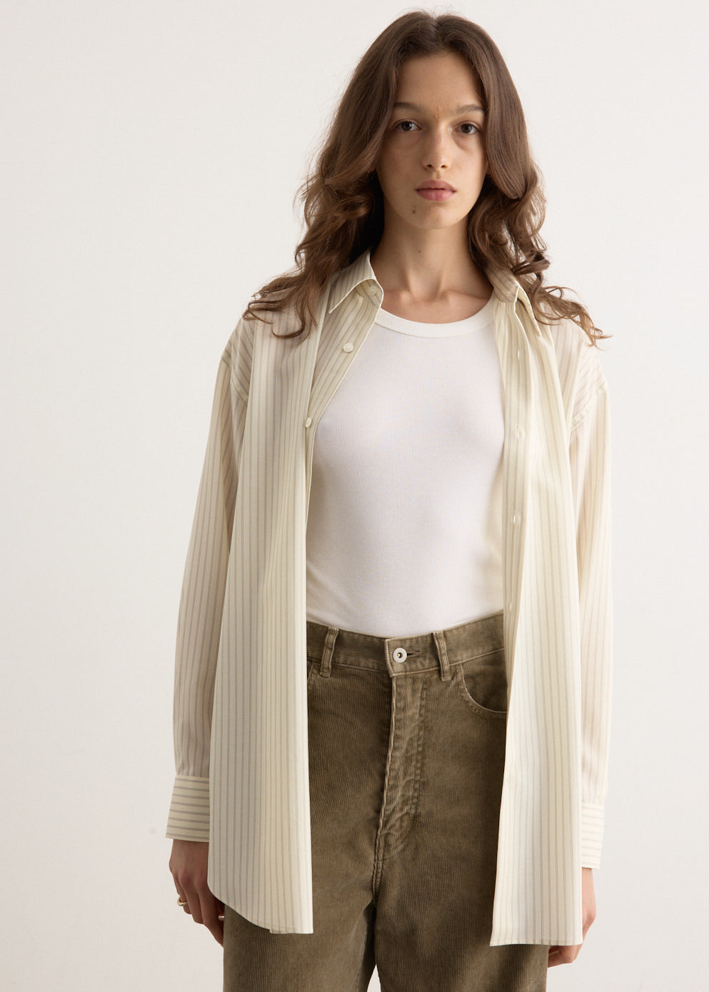 トップス 25ss SUPER FINE WOOL STRIPE SHIRT SUPER FINE WOOL STRIPE SHIRT #IVORY STRIPE [A25SS02WW] – ciacura