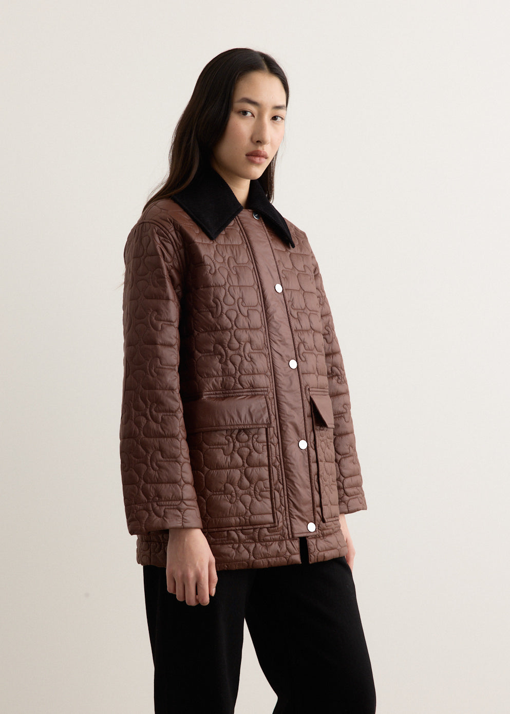 Shiny Quilt Midi Jacket