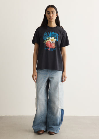 Basic Cotton Jersey Strawberry T-Shirt