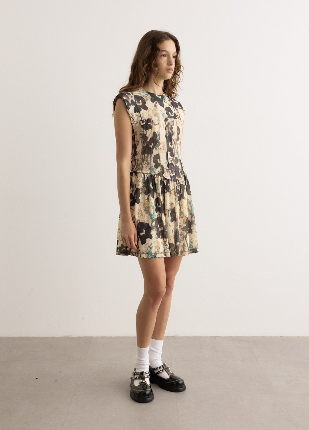 Printed Marl Mesh Corset Mini Dress