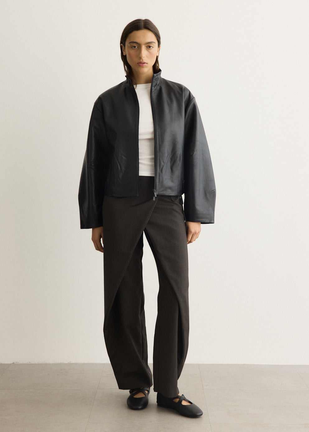 Cocoon Zip Leather Jacket