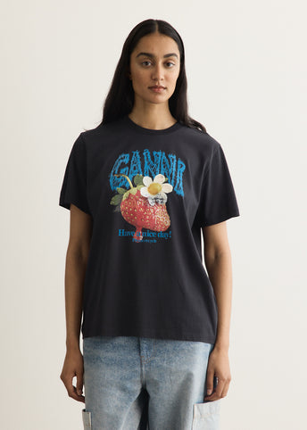 Basic Cotton Jersey Strawberry T-Shirt