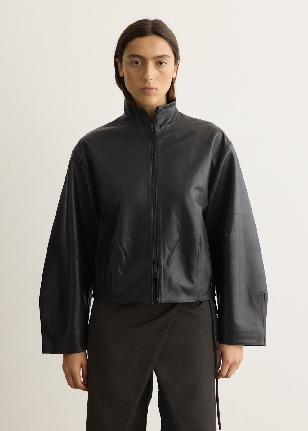 Cocoon Zip Leather Jacket
